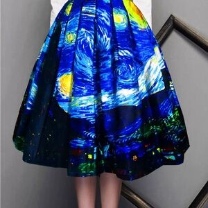 Starry Night Pleated Skirt - Size M